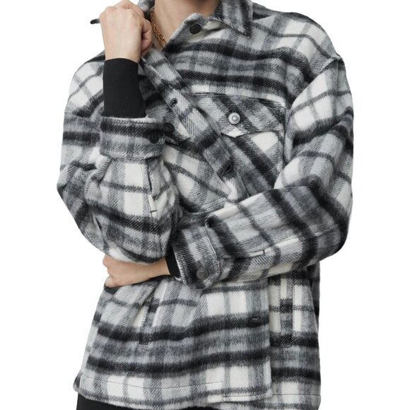ZARA Oversized Shacket Wool Blend Black & White Plaid Small (Fits Large) - Picture 1 of 10